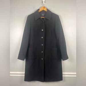 Brooks Brothers 346 black Women's Wool Cashmere Long Trench Peacoat Size 8